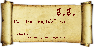Baszler Boglárka névjegykártya
